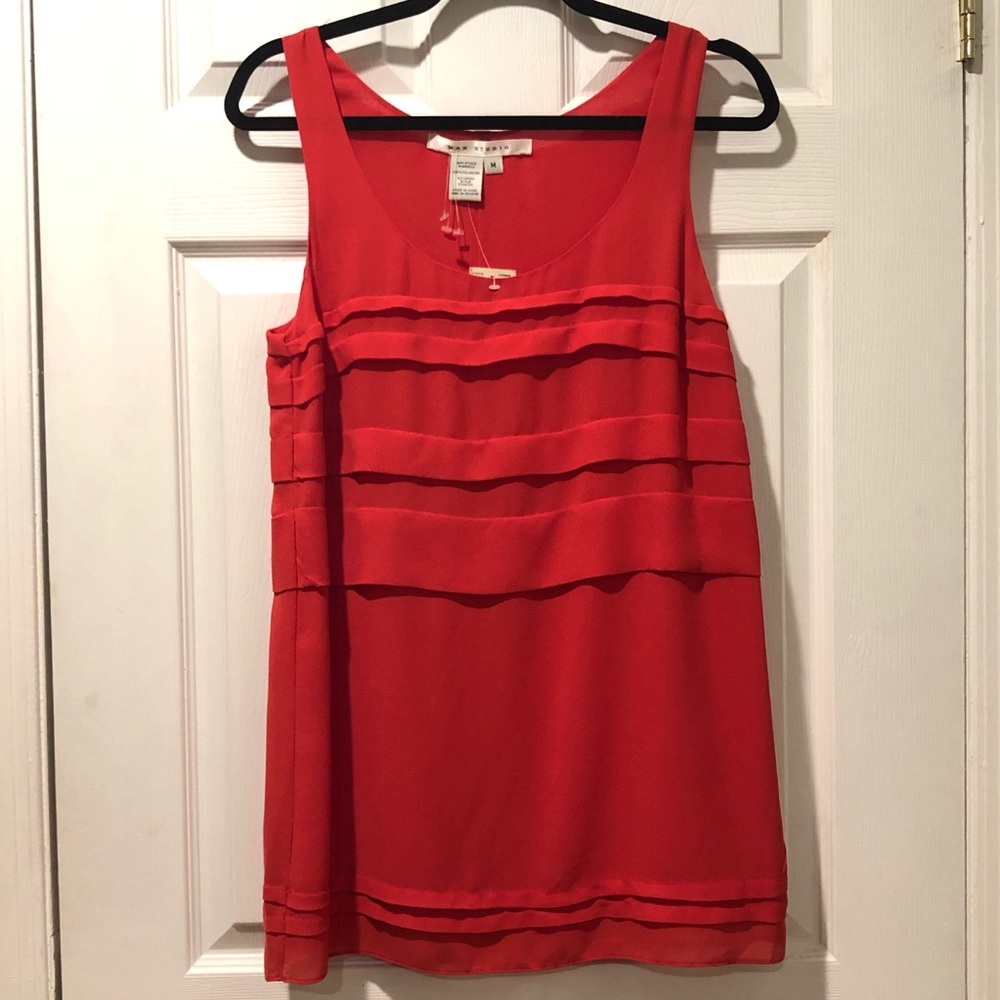 MAX STUDIO Red Chiffon Tank Top Size M NWT